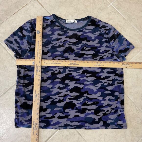 Free People We the Free Cammo velvet Tee Size S  Blue / blk Burnout Short Sleeve - Picture 7 of 9